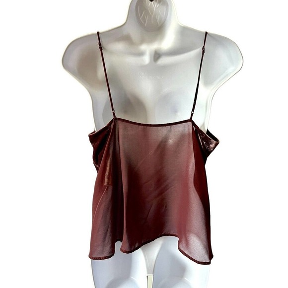 J Brand Velvet Velour Top Sheer Back Eggplant Silk Blend Size Large - Picture 4 of 5